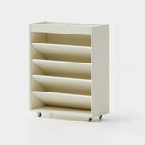 Contemporary Vertical Mobile Wood Angled Rack Bookshelf Cart Image - 9