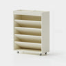 Contemporary Vertical Mobile Wood Angled Rack Bookshelf Cart Image - 9