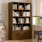Contemporary Vertical Timber 5 Shelves Bookcase Brown Image - 13