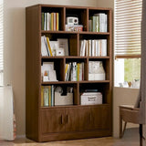 Contemporary Vertical Timber 5 Shelves Bookcase Brown Image - 14