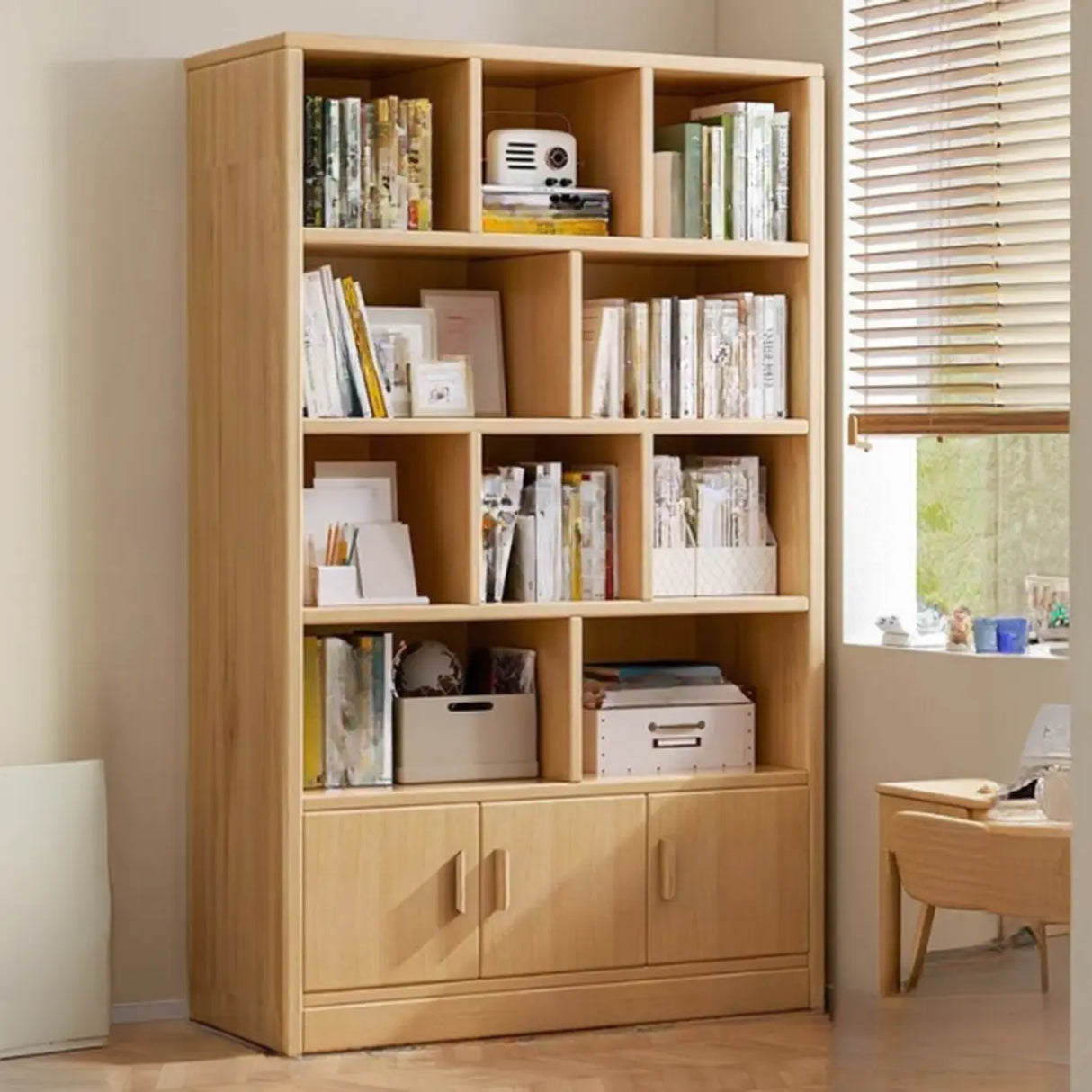Contemporary Vertical Timber 5 Shelves Bookcase Brown Image - 16