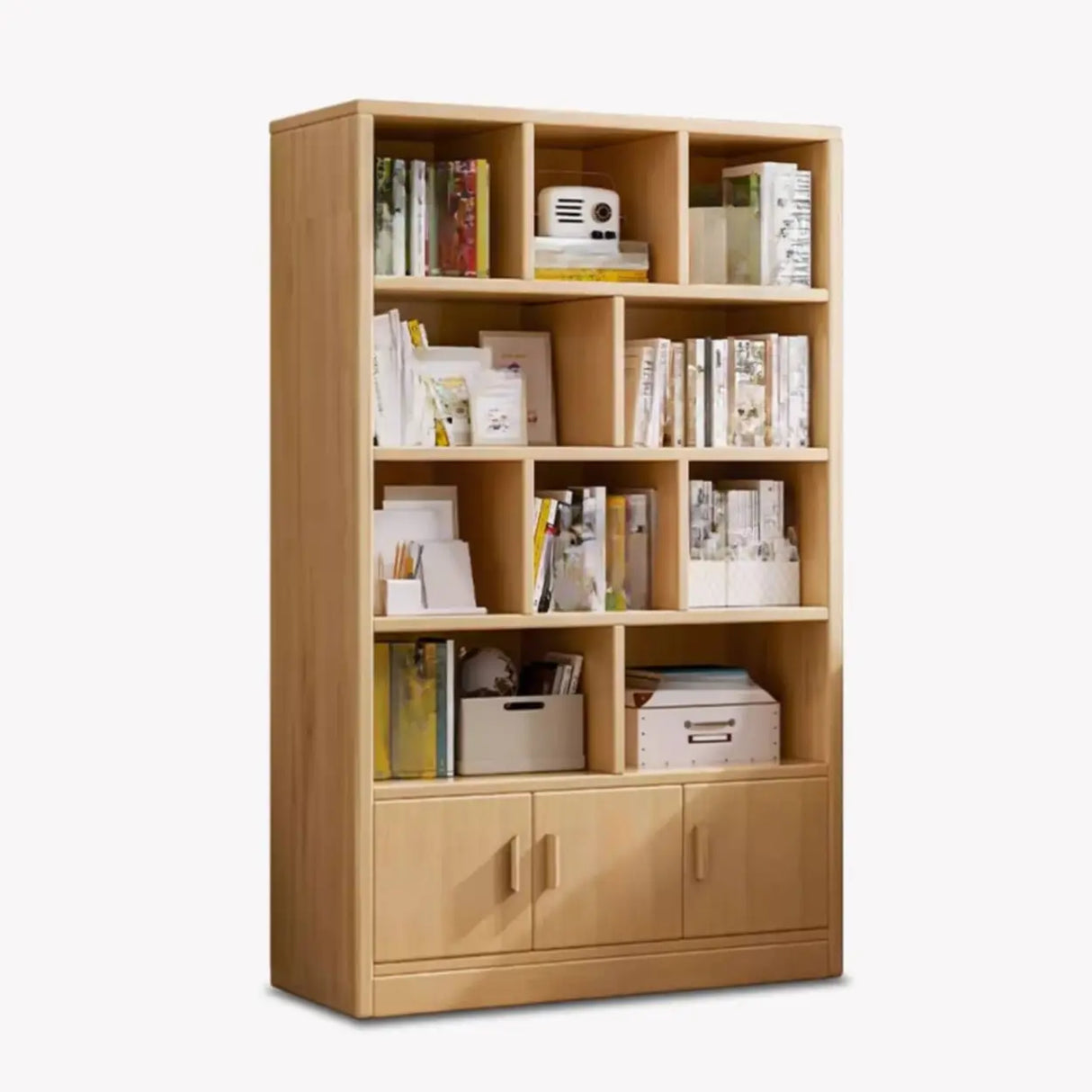 Contemporary Vertical Timber 5 Shelves Bookcase Brown Image - 17