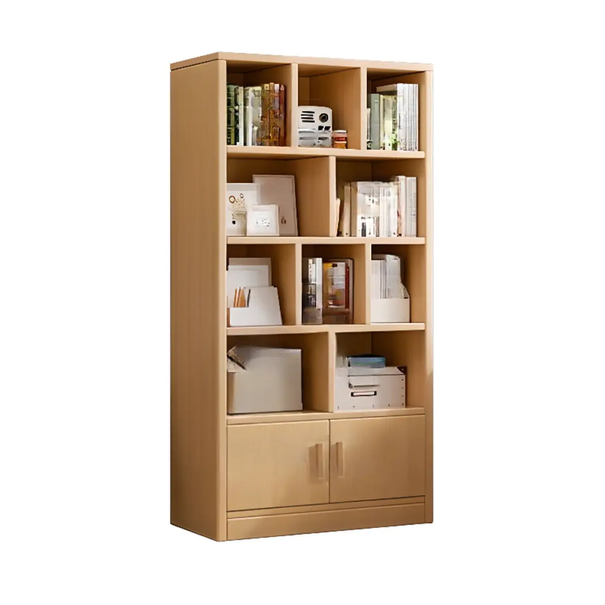 Contemporary Vertical Timber 5 Shelves Bookcase Brown Image - 18