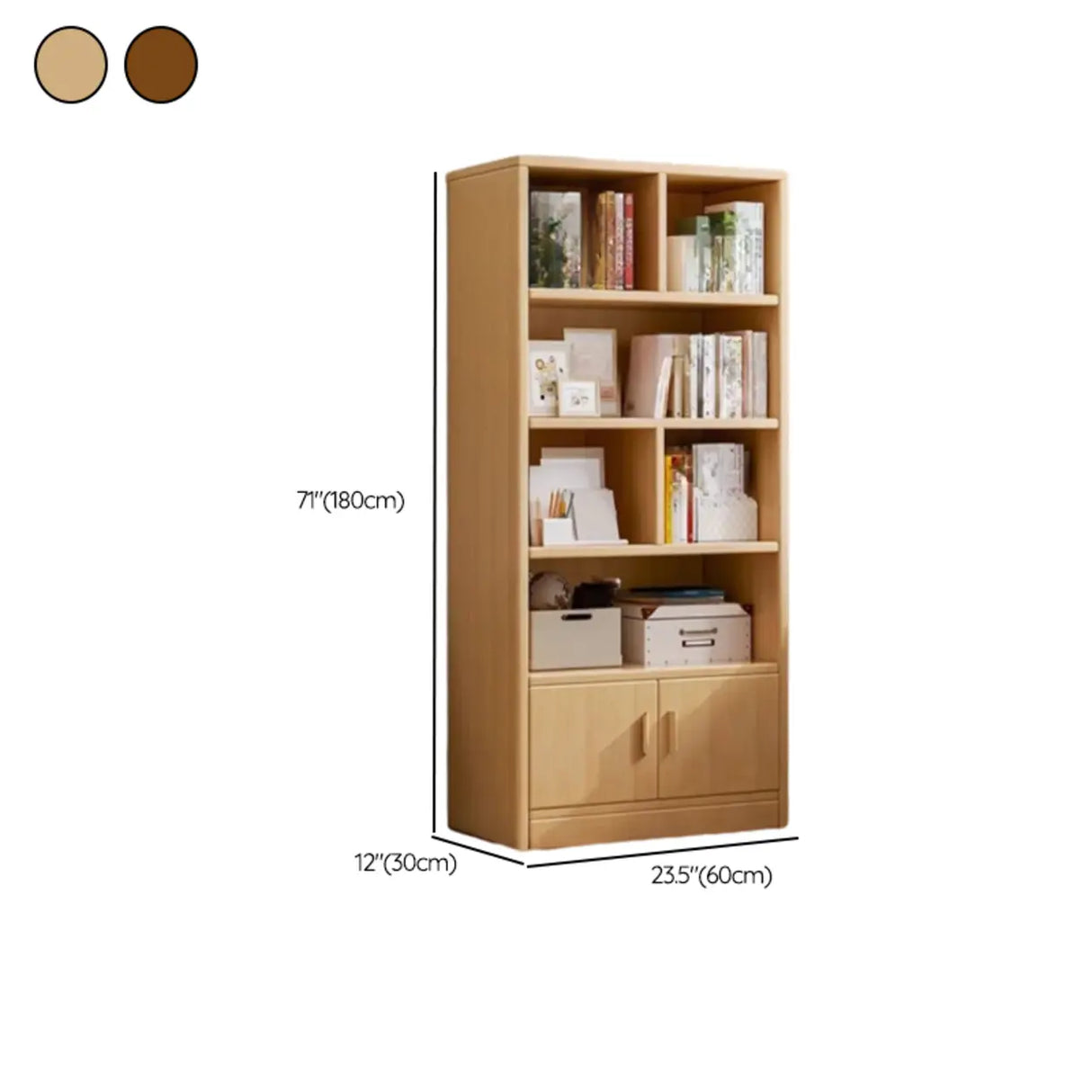 Contemporary Vertical Timber 5 Shelves Bookcase Brown 