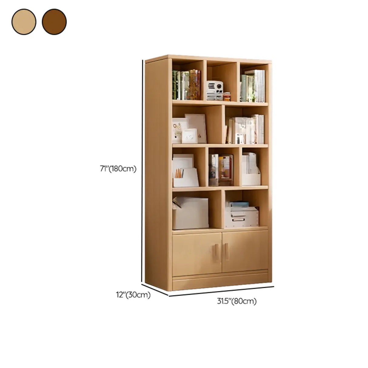 Contemporary Vertical Timber 5 Shelves Bookcase Brown Image - 20