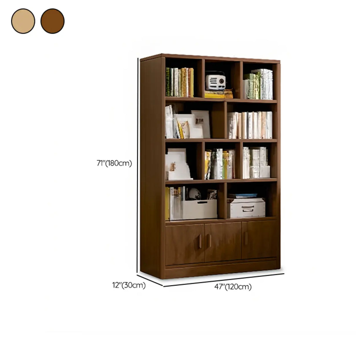Contemporary Vertical Timber 5 Shelves Bookcase Brown Image - 22