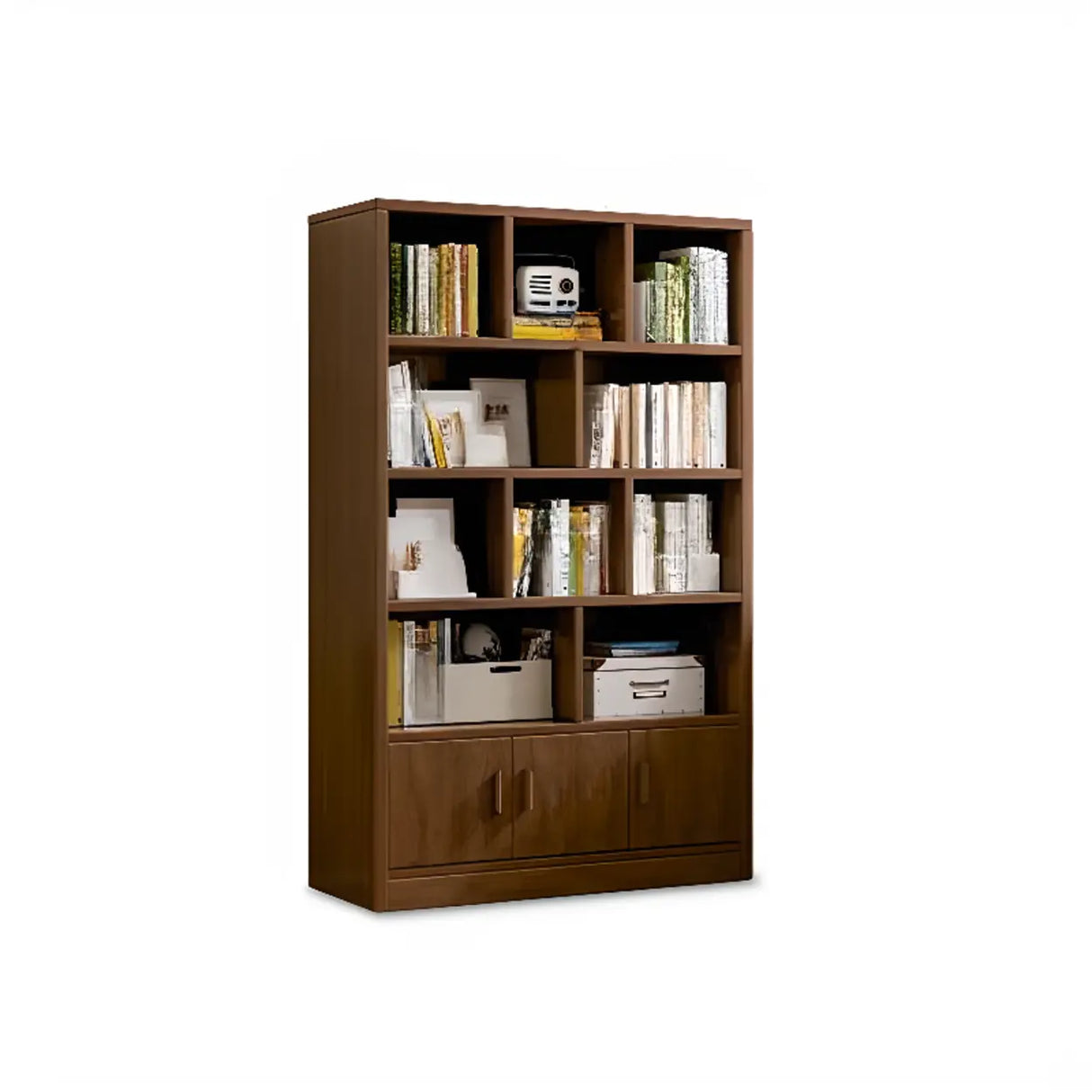Contemporary Vertical Timber 5 Shelves Bookcase Brown Image - 5
