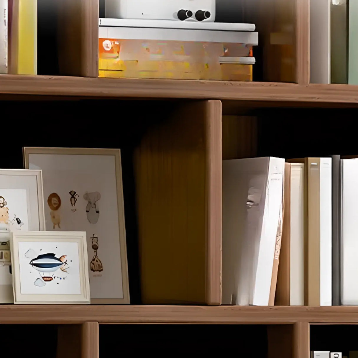 Contemporary Vertical Timber 5 Shelves Bookcase Brown Image - 7