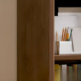 Contemporary Vertical Timber 5 Shelves Bookcase Brown Image - 8