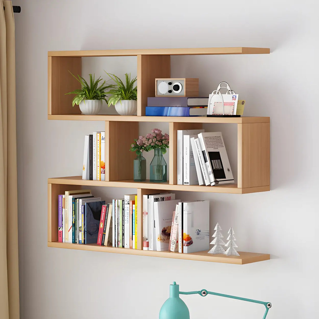 Contemporary Wall Mounted Rectangular Bookshelf White Image - 36