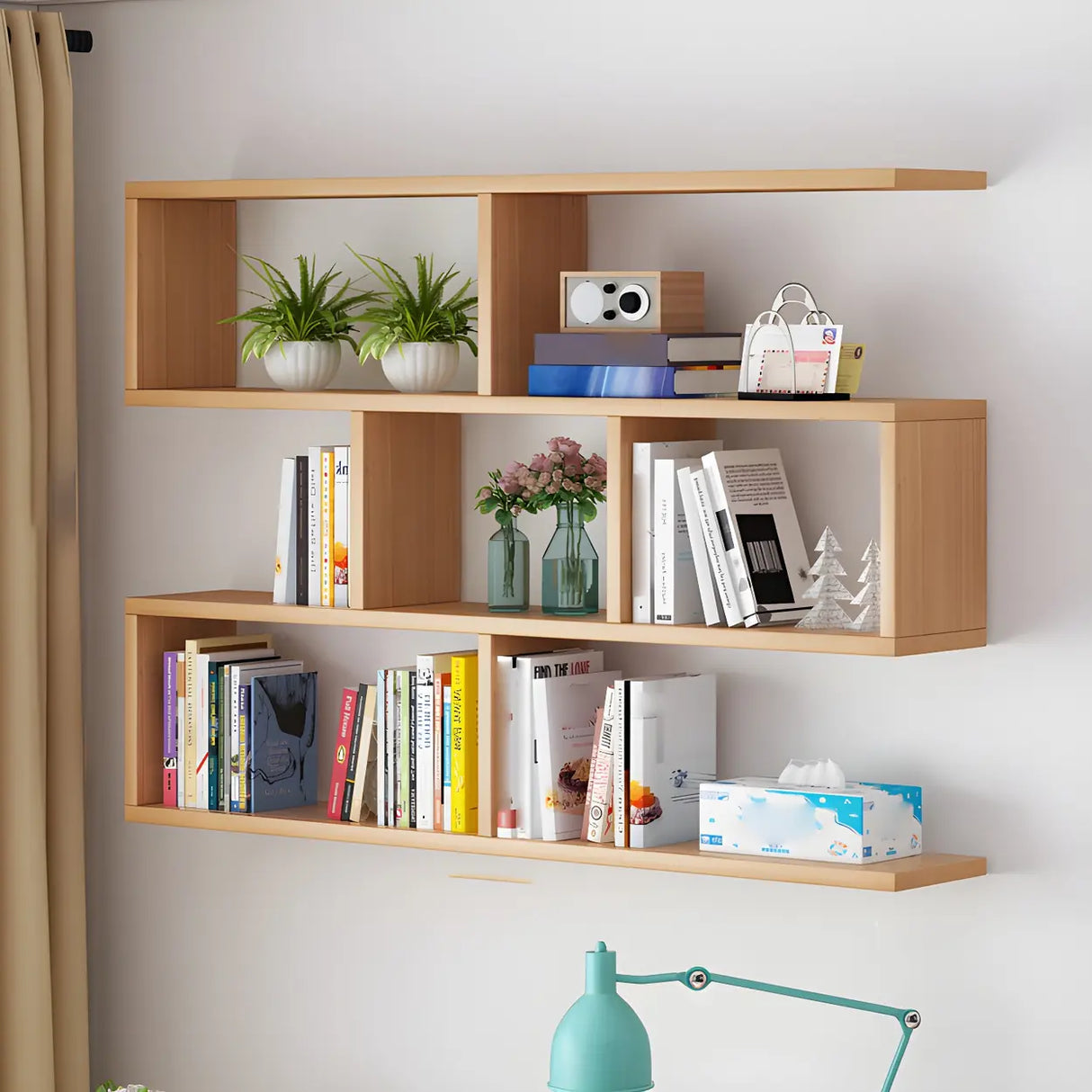 Contemporary Wall Mounted Rectangular Bookshelf White Image - 37