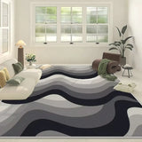 Contemporary Wave Pattern Polyester Gray Area Rug Image - 1