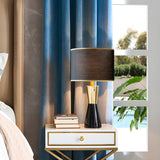 Contemporary White Cylinder Fabric Shade Table Lamp Image - 9