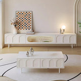 Contemporary White Drawers Cabinet Wood TV Stand Image - 3