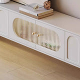 Contemporary White Drawers Cabinet Wood TV Stand Image - 9