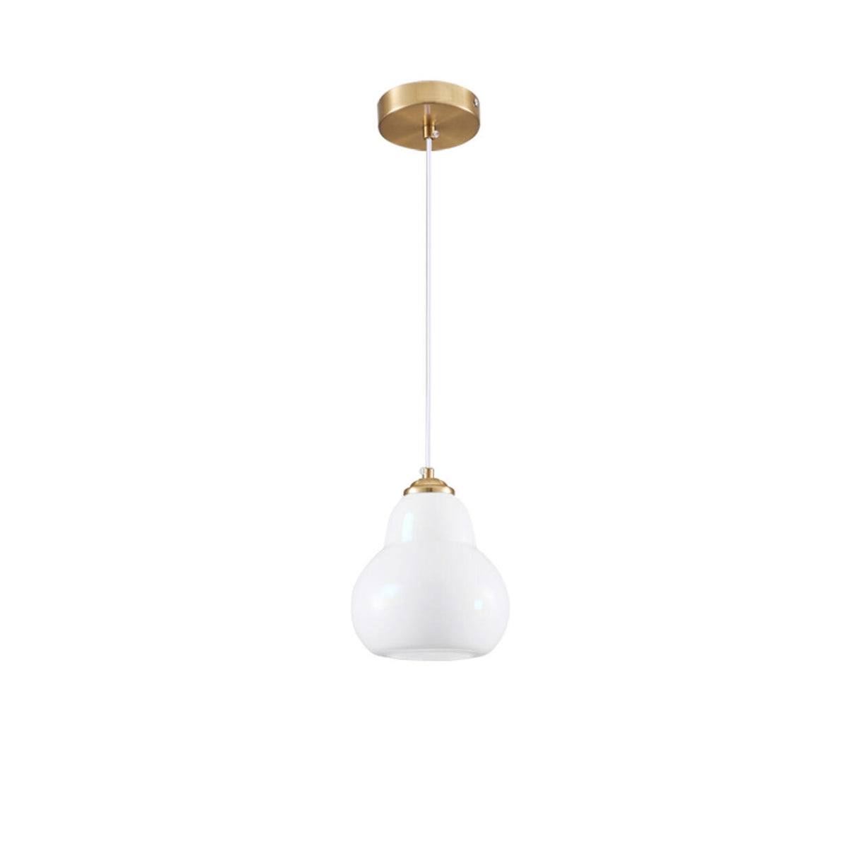 Contemporary White Glass Gourd Pendant Light Flexible Length Image - 10