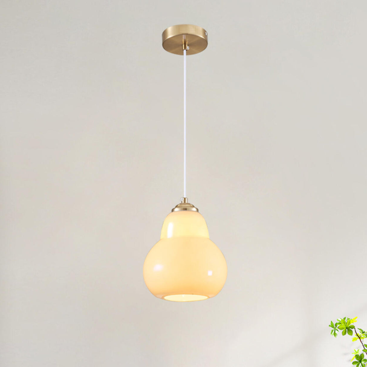 Contemporary White Glass Gourd Pendant Light Flexible Length Image - 12