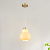 Contemporary White Glass Gourd Pendant Light Flexible Length Image - 12
