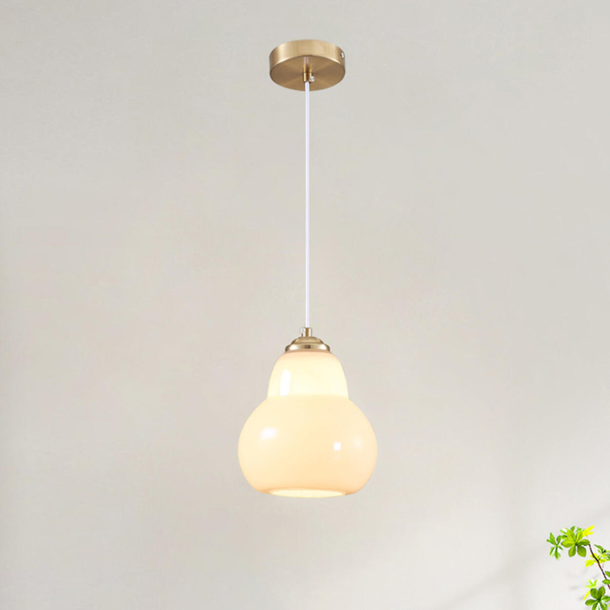 Contemporary White Glass Gourd Pendant Light Flexible Length Image - 13