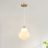 Contemporary White Glass Gourd Pendant Light Flexible Length Image - 13
