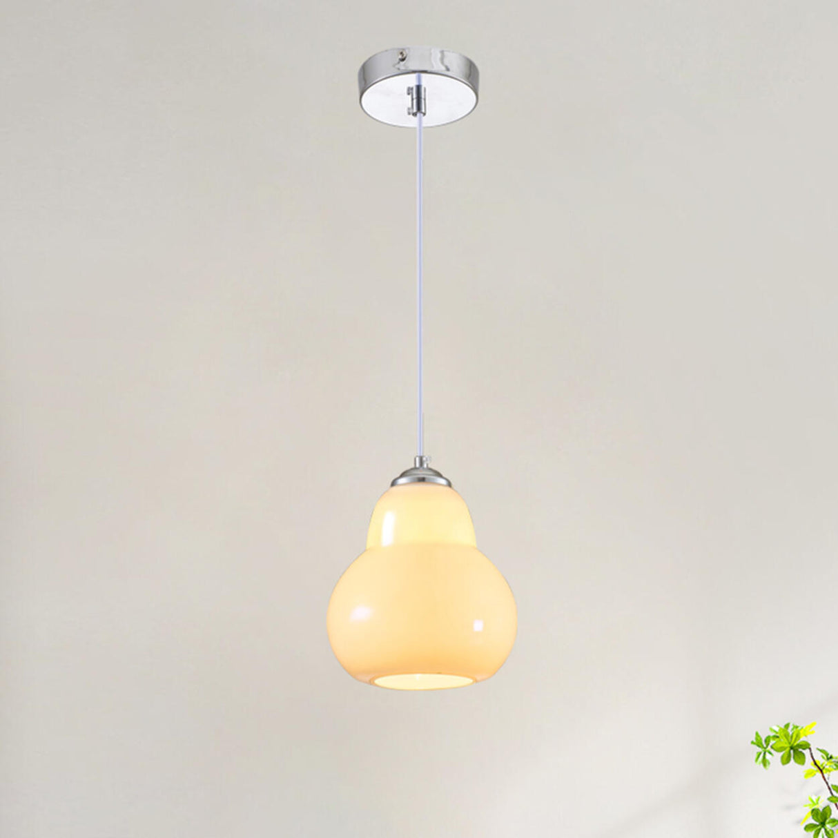 Contemporary White Glass Gourd Pendant Light Flexible Length Image - 14