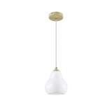 Contemporary White Glass Gourd Pendant Light Flexible Length Image - 2