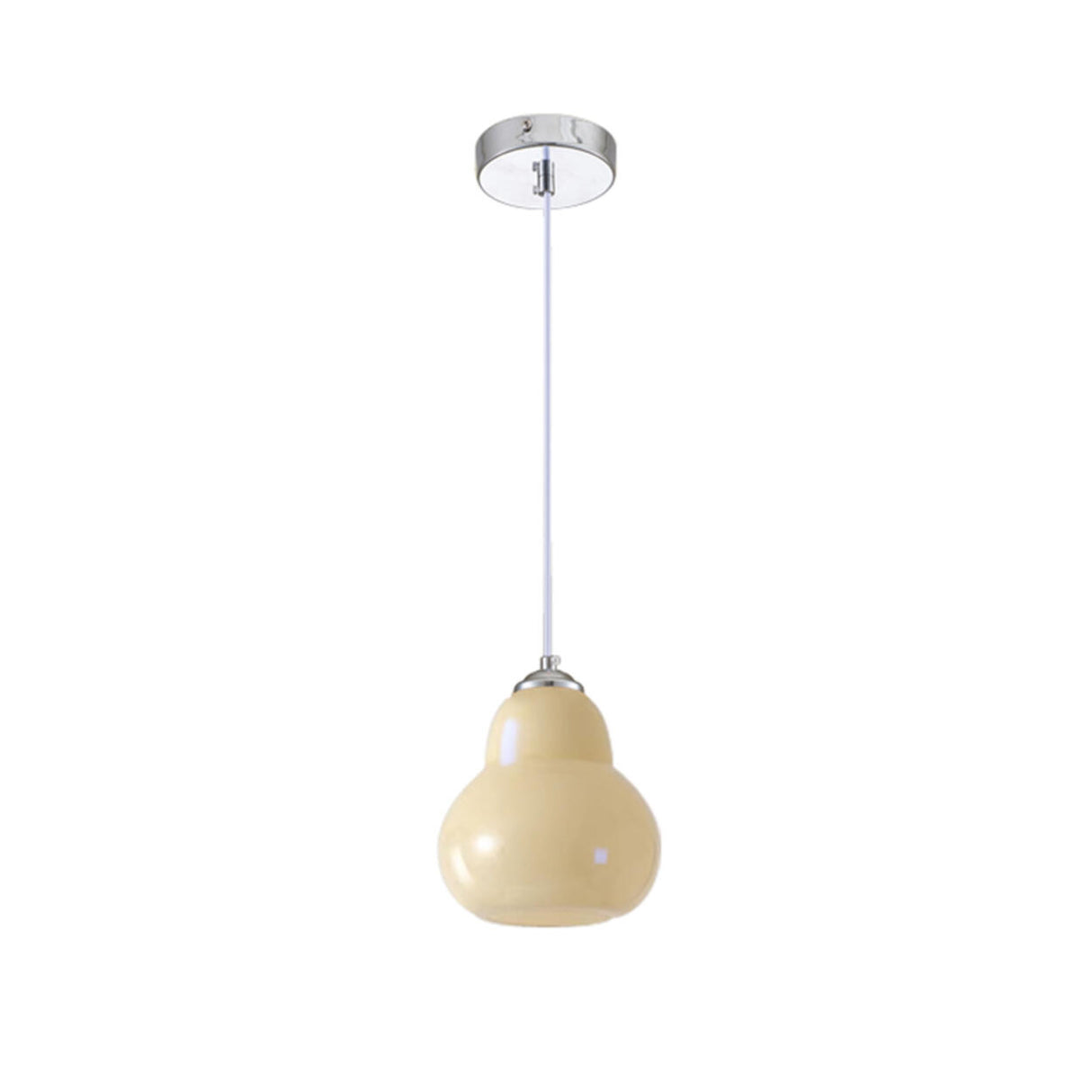 Contemporary White Glass Gourd Pendant Light Flexible Length Image - 7