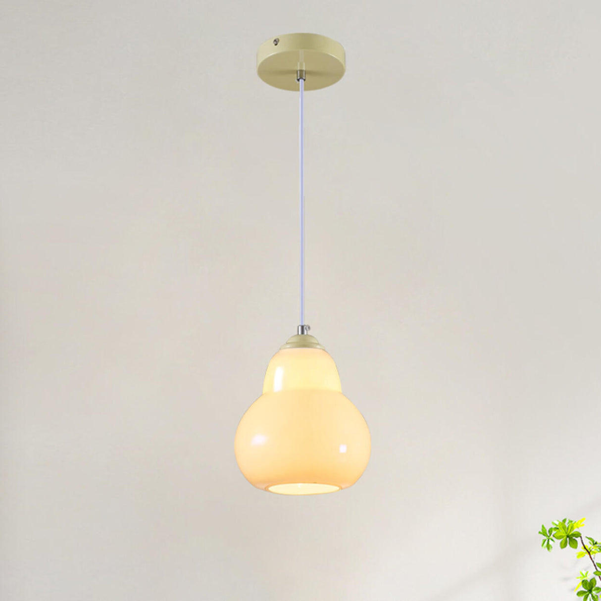 Contemporary White Glass Gourd Pendant Light Flexible Length Image - 9