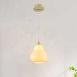 Contemporary White Glass Gourd Pendant Light Flexible Length Image - 9