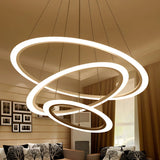 Contemporary White Loop Ring Acrylic LED Pendant Chandelier Image - 10