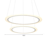 Contemporary White Loop Ring Acrylic LED Pendant Chandelier #size