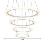 Contemporary White Loop Ring Acrylic LED Pendant Chandelier Image - 20