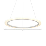 Contemporary White Loop Ring Acrylic LED Pendant Chandelier Image - 5