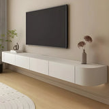Contemporary White Wall-Mounted TV Stand with Cabinet Image - 1