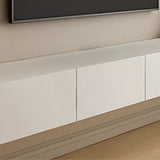 Contemporary White Wall-Mounted TV Stand with Cabinet Image - 7