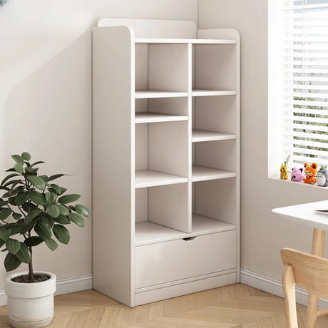 Contemporary White Wooden Closed Back Standard Bookcase Image - 1
