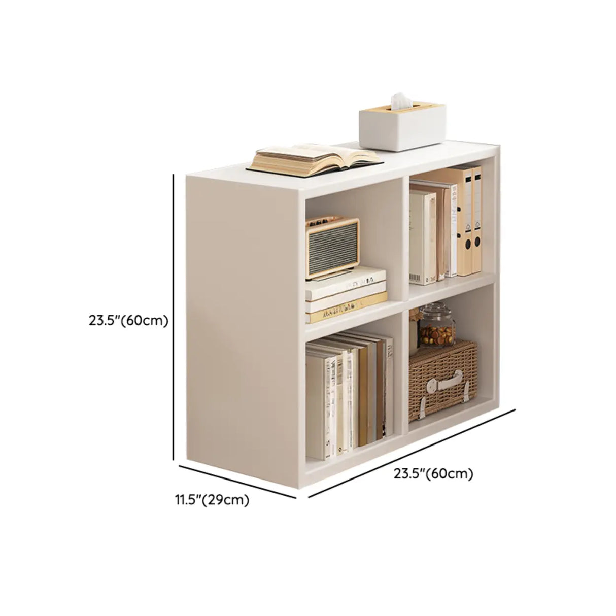Contemporary White Wooden Closed Back Standard Bookcase Image - 12
