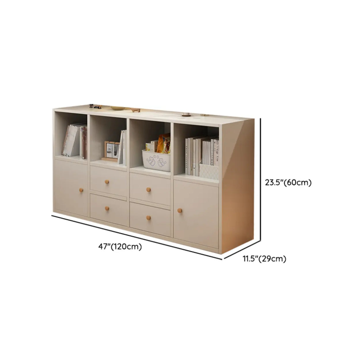 Contemporary White Wooden Closed Back Standard Bookcase Image - 14