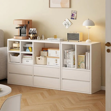 Contemporary White Wooden Closed Back Standard Bookcase Image - 2