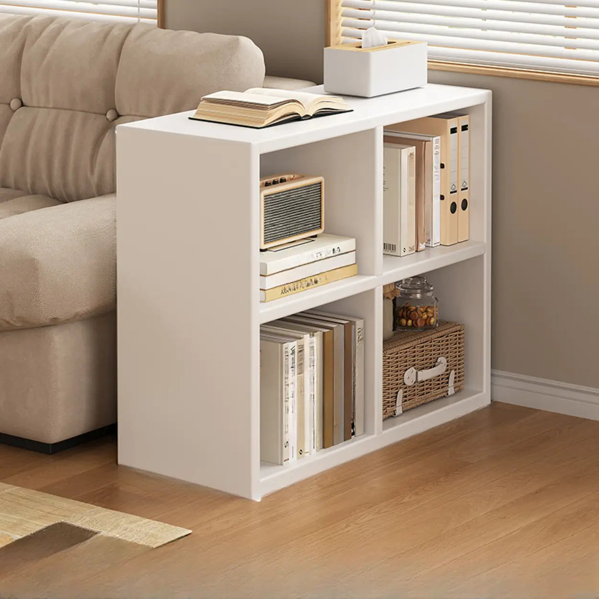 Contemporary White Wooden Closed Back Standard Bookcase Image - 4
