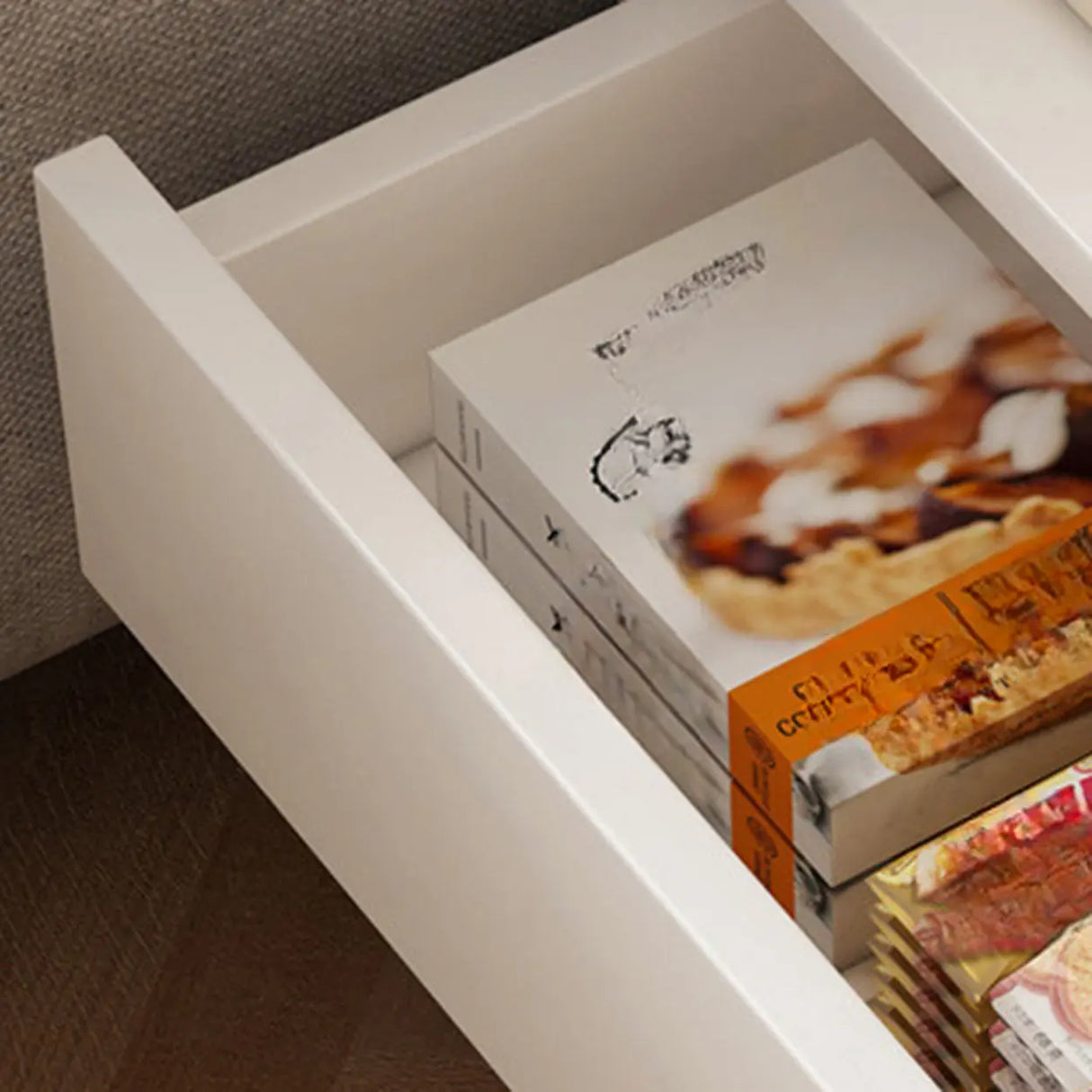 Contemporary White Wooden Closed Back Standard Bookcase Image - 7