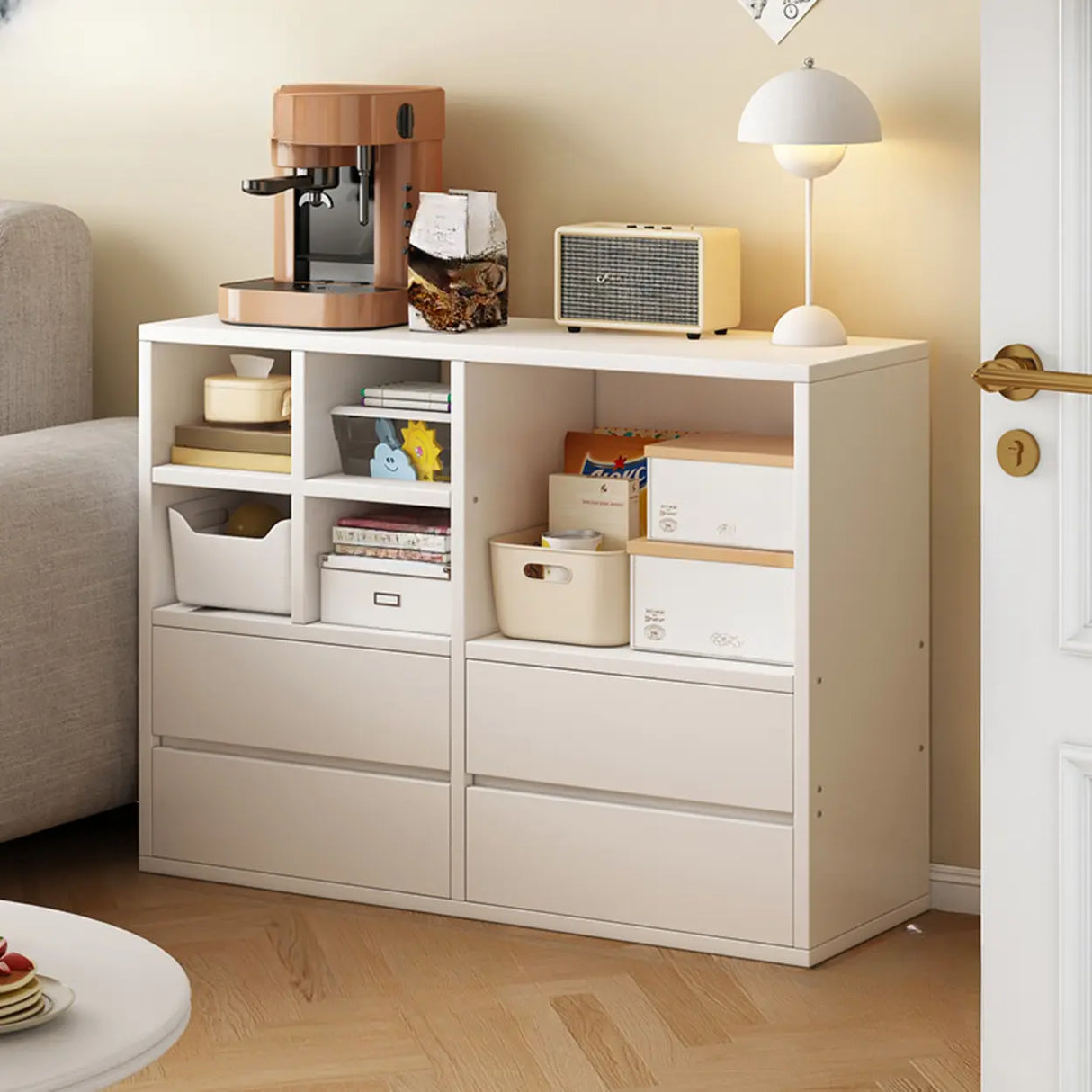 Contemporary White Wooden Closed Back Standard Bookcase Image - 9