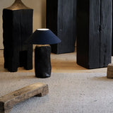  Contemporary Wood Black Square Block Side Table Image - 11
