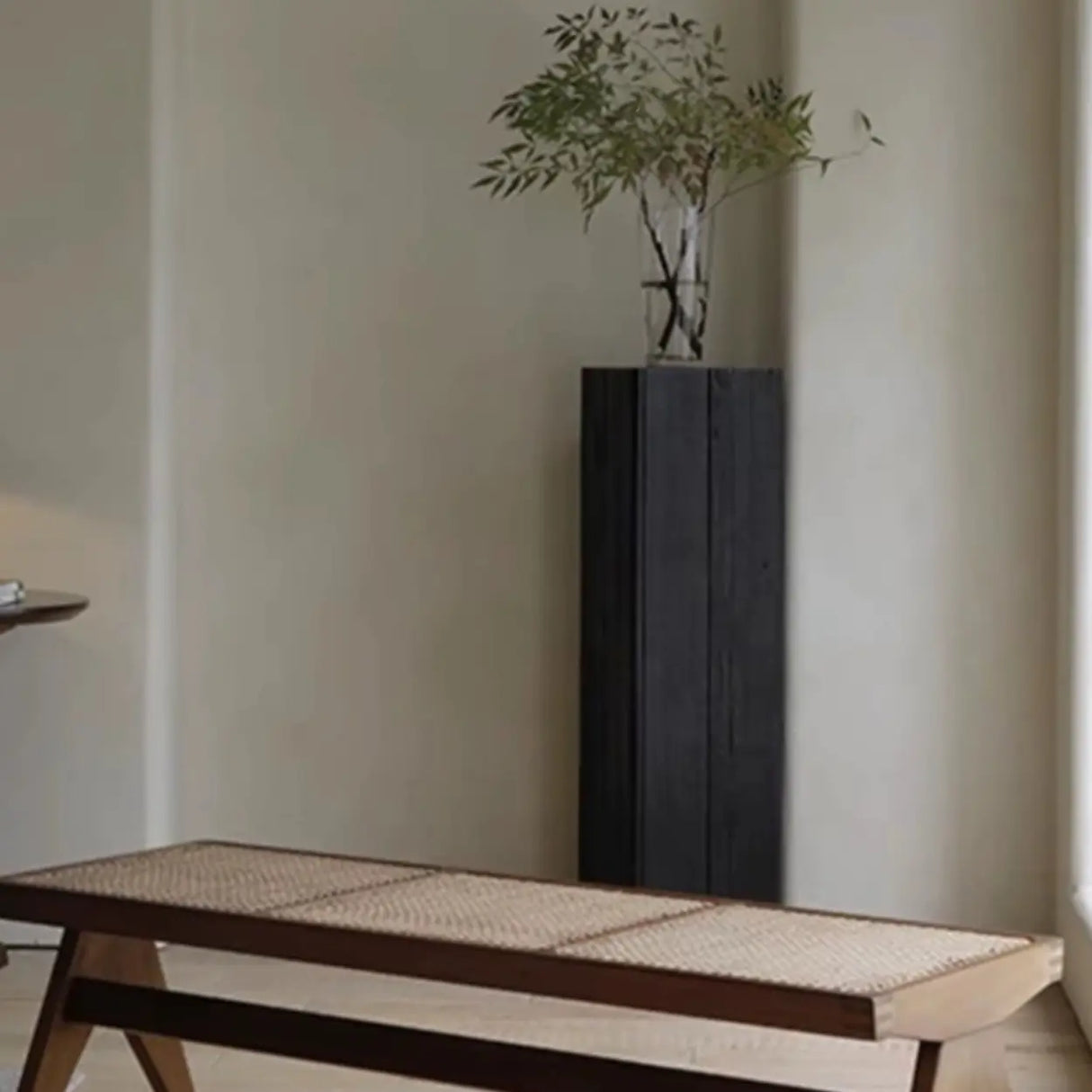 Contemporary Wood Black Square Block Side Table Image - 13