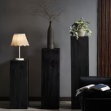 Contemporary Wood Black Square Block Side Table Image - 24