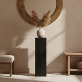 Contemporary Wood Black Square Block Side Table Image - 26