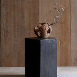  Contemporary Wood Black Square Block Side Table Image - 6