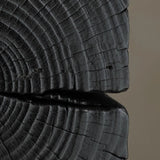  Contemporary Wood Black Square Block Side Table Image - 8