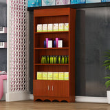 Contemporary Wooden Brown Open Storage Wine Cabinet Image - 5