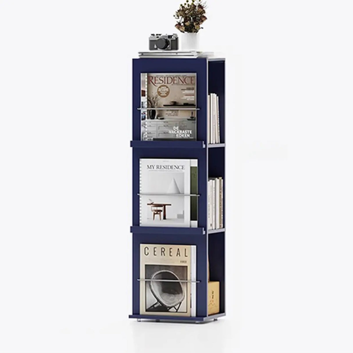 Contemporary Wooden Vertical 3-Tier Cube Kids Bookshelf Image - 12